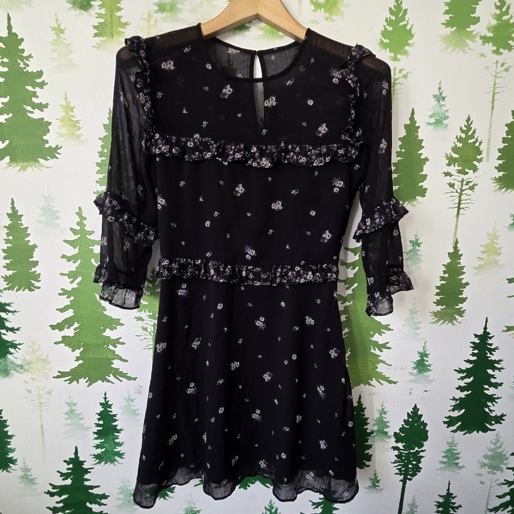 Abercrombie & Fitch Chiffon  Floral Ruffle Skater Dress